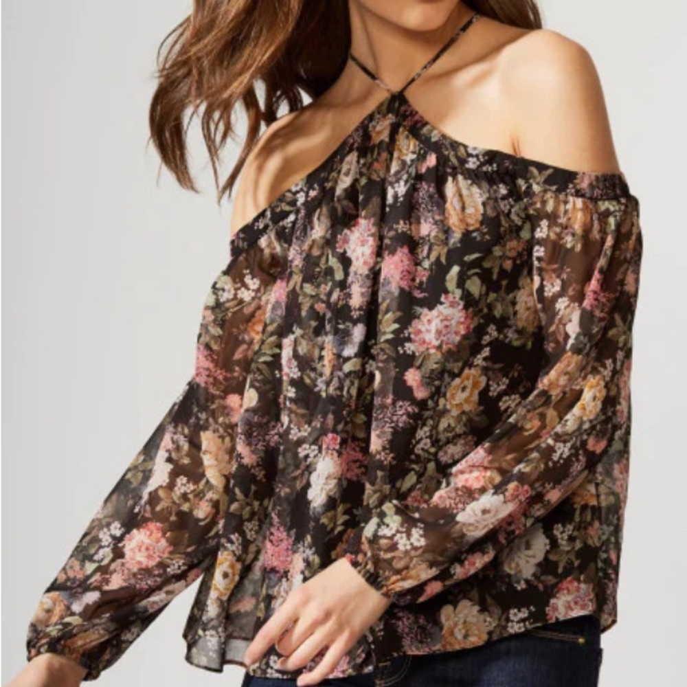 Bailey 44 Inamorata Black floral off shoulder top Women’s XS 0 2 Anthropologie
